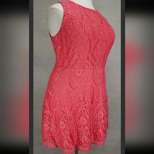 Maurices Coral Sleeveless Lined Lace Dress